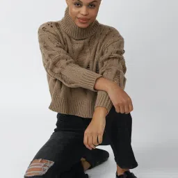 Forever 21 Brown Textured Sweater image 4