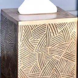 @Home Antique Gold Aluminium Rectangular Tissue Holder Box image 1