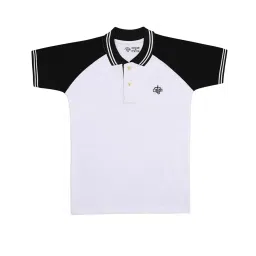 Chimprala Kids White & Black Solid Polo T-Shirt image 1