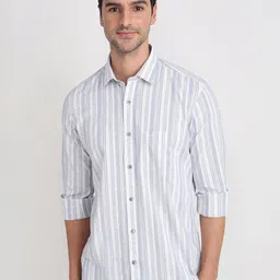 ColorPlus Men Comfort Fit Vertical Striped Spread Collar Cotton Casual Shirt-picture-31