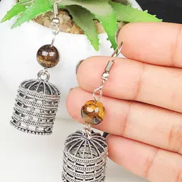 zhupuk 100 % Natural Gemstone Tiger Eye Earrings Fo-picture-13