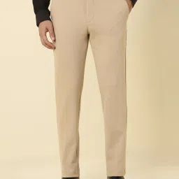 Allen Solly Beige Regular Fit Textured Trousers image 1