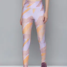 Reebok Purple & Orange Printed Sports Tights-image-2