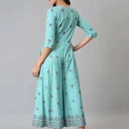 W Turquoise Floral Print A-Line Jumpsuit image 2