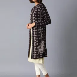 W Black Self Design Cardigan image 4