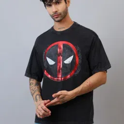Free Authority Black Cotton Printed Relaxed Fit T-Shirt-image-48