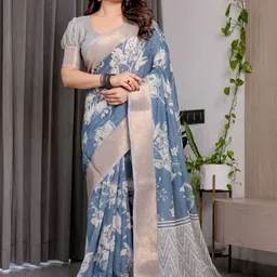 MAHARANI COUTURE Floral Pure Cotton Banarasi Saree-picture-34