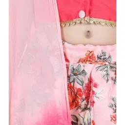 BownBee Kids Pink Printed Choli, Lehenga with Dupatta image 4
