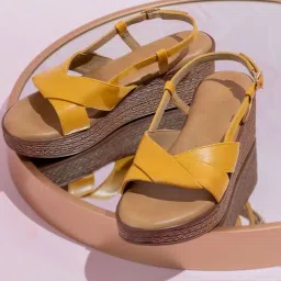 Inc.5 Women's Mustard Back Strap Wedges image 1