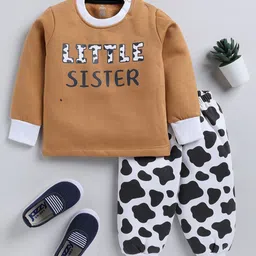 YK X Tinyo Infant Girls Typography Printed Pure Cotton Sweatshirt with Joggers Set-picture-33