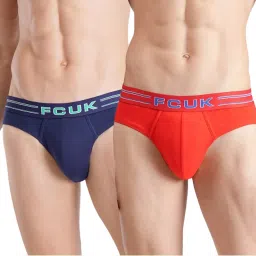 FCUK Multi-Color Cotton Blend Solid Briefs Pack of 2 image 1