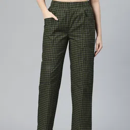 Popnetic Checked High-Rise Pleated Cargos-picture-31