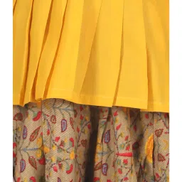 BownBee Kids Brown & Yellow Printed Kaftan with Dhoti image 4