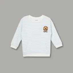 Juniors By Lifestyle White Cotton Regular Fit Striped Sweatshirt-picture-22