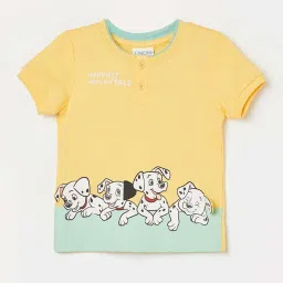 Juniors by Lifestyle Kids Yellow Cotton Printed T-Shirt image 1