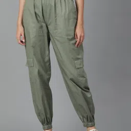 Kotty Sage Green Regular Fit High Rise Joggers image 1