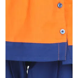 BownBee Kids Orange & Navy Printed Top with Dhoti image 4