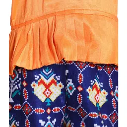 BownBee Kids Blue & Yellow Printed Patola with Palazzo image 4