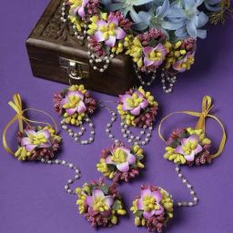 Zeneme Floral Beaded Haldi Mehendi Jewellery Set-picture-15