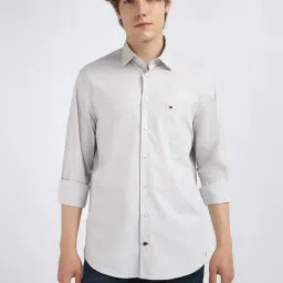 TOMMY HILFIGER Grey Cotton Regular fit Solid Shirt-image-90