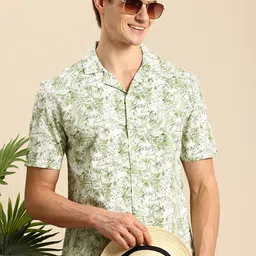 Mast & Harbour Pure Cotton Tropical Printed Seersucker Casual Shirt-picture-20
