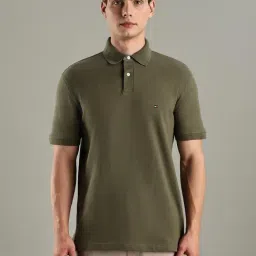 TOMMY HILFIGER Green Cotton Regular Fit Solid Polo T-Shirt-picture-31