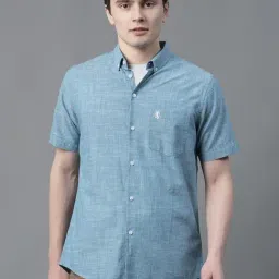 Red Tape Blue Cotton Regular Fit Self Pattern Shirt-image-65