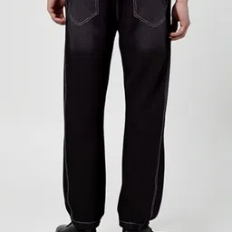 HERE&NOW Men Regular Fit Mid-Rise Low Distress Light Fade Jeans image 2