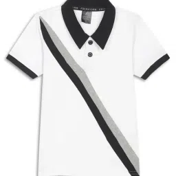 Friskers Kids White Color Block Polo T-Shirt-image-77
