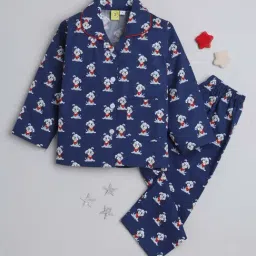 The Magic Wand Kids Navy Cotton Printed Full Sleeves Shirt Set-image-33