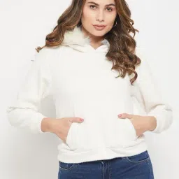 MADAME White Cotton Solid Full Sleeves Sweatshirt-image-70