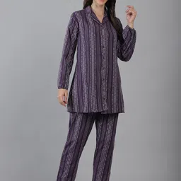 CORSICA Cotton Printed Collared Neck Long Sleeves Shirt With Trouser Co-Ords-image-48