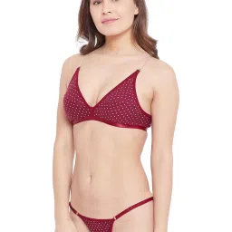 N-Gal Coral & Maroon Printed Bra & Panty Set (Pack Of 2) image 3