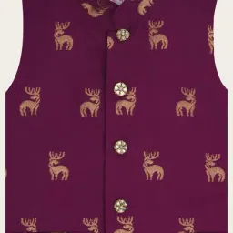 Little Bansi Boys Purple Cotton Printed Jacket image 3