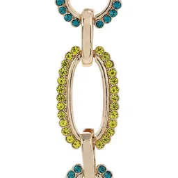 LULU & SKY Gold-Plated Artificial Stones Studded Oval Shaped Drop Earrings image 2