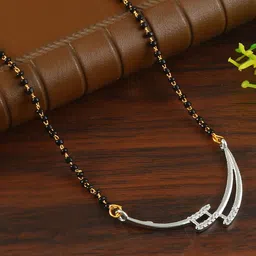 Jewar Mandi Silver-Plated Cubic Zirconia Studded & Beaded Mangalsutra-picture-15