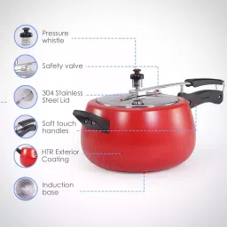 Wonderchef Regalia Pressure Cooker Red - 5 Litre image 3