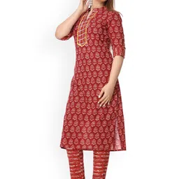 Billion Women Floral Printed Cotton Kurta with Churidar image 4