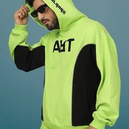 WEARDUDS Men Colourblocked Hooded Sweatshirt image 4