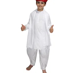 Kaku Fancy Dresses Bal Gangadhar Tilak National Hero Freedom Fighter Costume for Republic Day & Independence Day Theme Costume Set - White-image-91