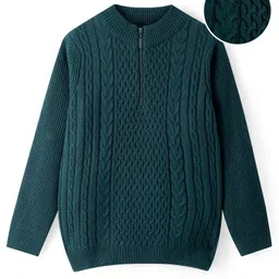 pine kids Smarty Boys Knitted Full Raglan Sleeves Pullover Sweater With Cable Knit Design - Teal Blue-picture-18