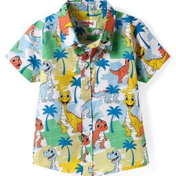 Babyhug Cotton Woven Half Sleeves Dino Printed Shirt - Multicolour-picture-31