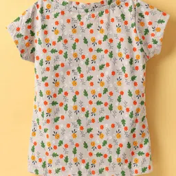 Evimo Single Jersey Half Sleeves Tops with Floral Print - Grey image 2