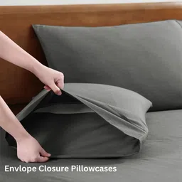 LANE LINEN Black 144 TC Queen Bedsheet with 2 Pillow Covers image 4