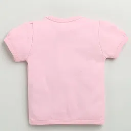 BUMZEE Cotton Half Sleeves Floral & Butterflies Printed Jhabla & Shorts Set - Pink & White image 4