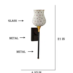 Devansh Multicoloured & White Printed Glass Traditional Frustum Shaped Wall Lamp-picture-27