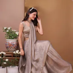 sanwariya silk Sanwariya Women Solid Silk Beads and Stones Silk Blend Saree image 3