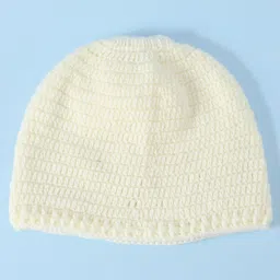 Funkrafts Woollen Bow Applique Detailed Handmade Knitted Beanie Cap - Off White image 4