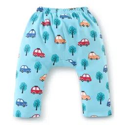Babyhug Cotton Diaper Pants Striped & Car Print Pack of 3 - Blue & Green image 5