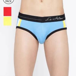 La Intimo Multicolored Comfort Fit Striped Briefs - Pack Of 3-image-67